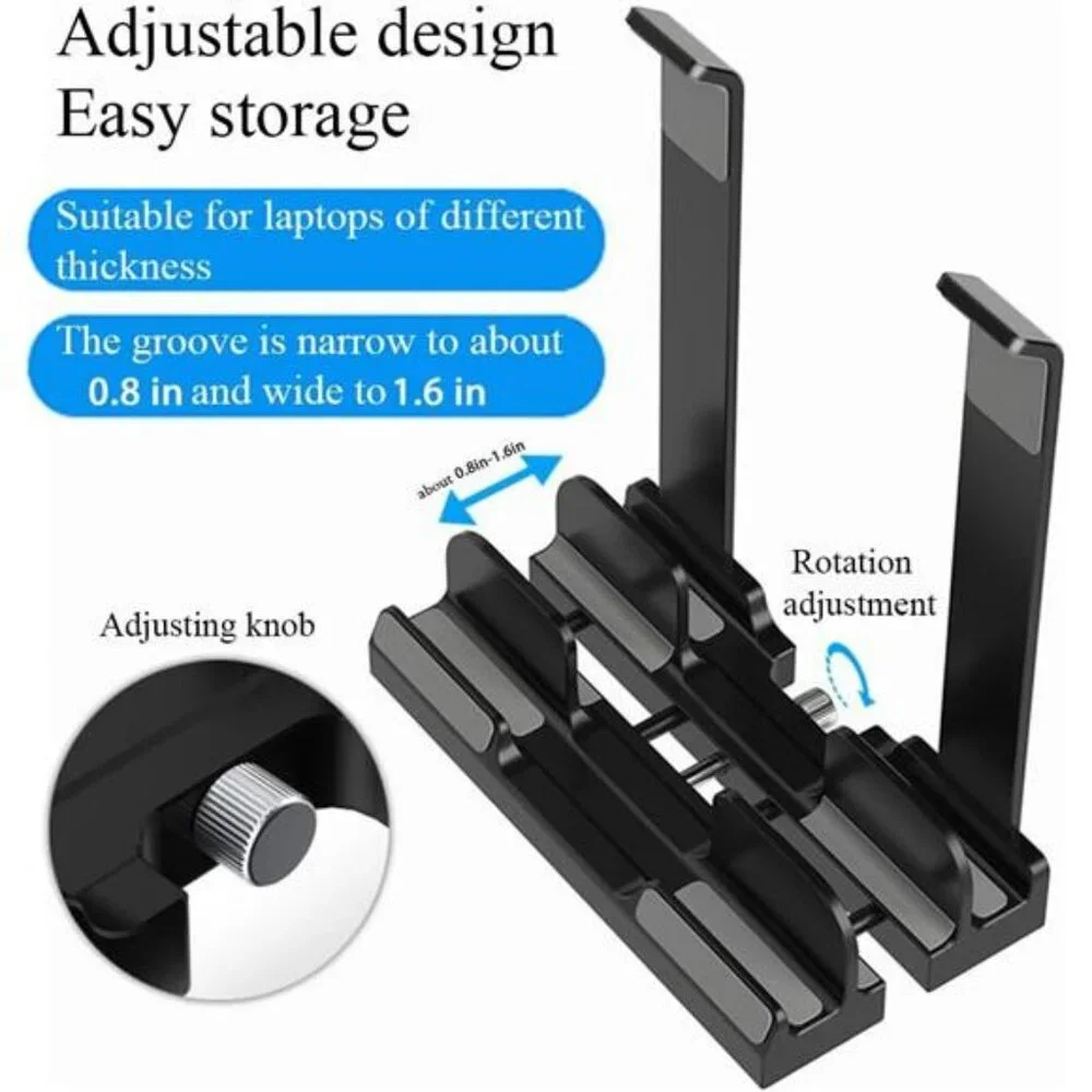 Vertical Laptop Stand Desk Organizer Adjustable Triple Slot Holder for Laptops i